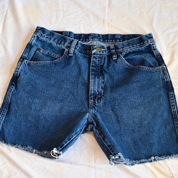 Upcycled Wrangler Denim Short Shorts, Mid-Thigh - Picture 4 of 5